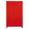 Industrial-style red metal 3-door closet